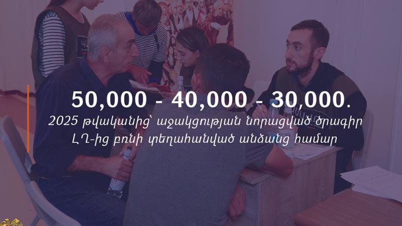 50,000-40,000-30,000. 2025 թվականից կգործի աջակցության նորացված ծրագիր ԼՂ-ից բռնի տեղահանված անձանց համար