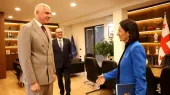 Janna Andreasjan hat sich mit dem Sportminister Georgiens, Schalwa Gogoladze, getroffen.